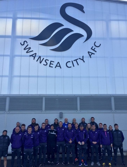 Coerver Coaching Co-founder Alfred Galustian working with Academy Coaches of EPL club Swansea City this week